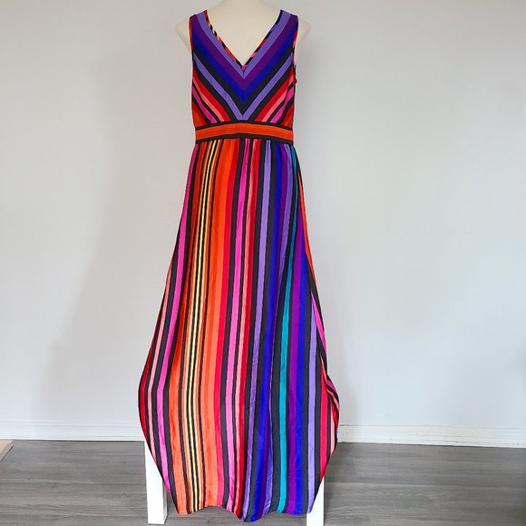 Boho Rainbow Striped Maxidress (M/L) - Picture 5 of 11